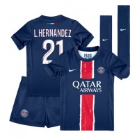 Paris Saint-Germain Lucas Hernandez #21 Hjemmebanesæt Børn 2024-25 Kortærmet (+ Korte bukser)